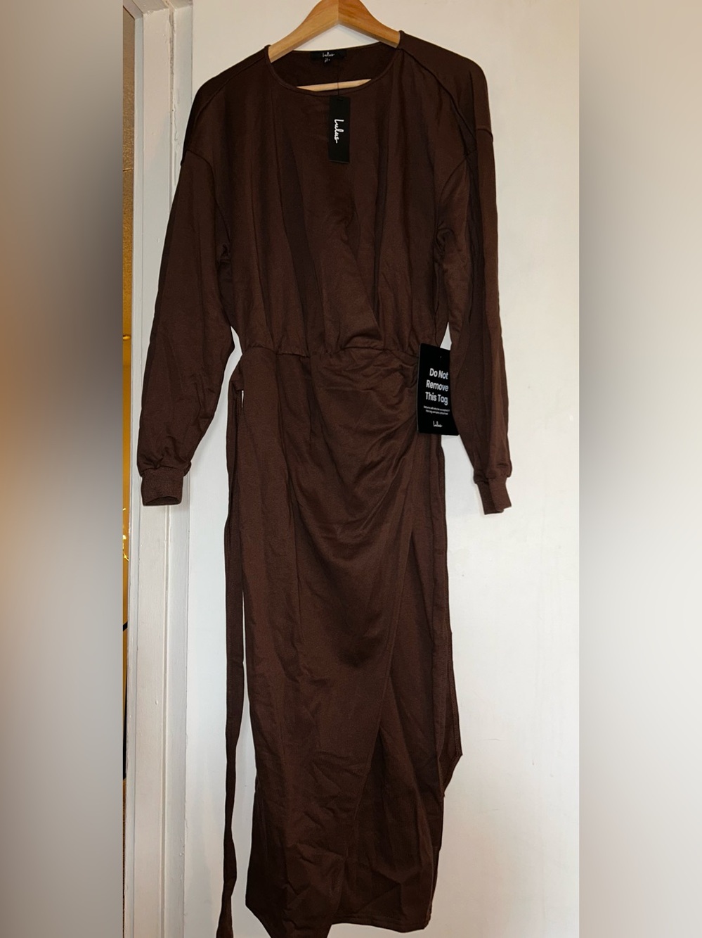 Lulu’s Brown Women's Long Sleeve Midi Dress